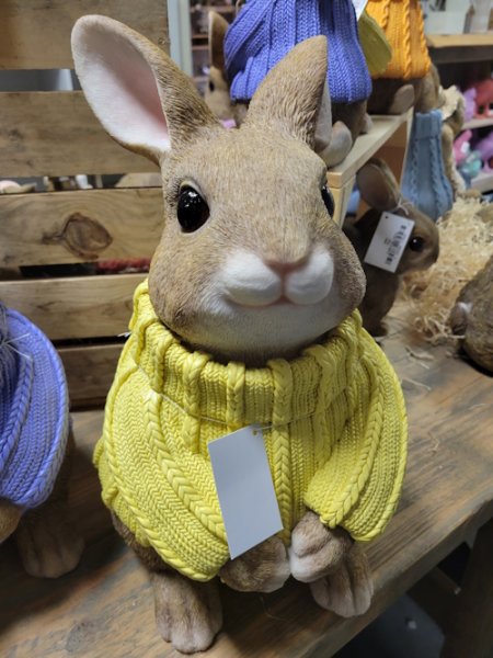Hase mit Pulli Gelb, H38 cm